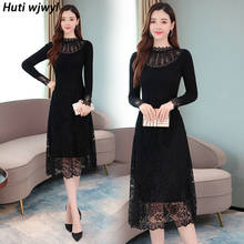 3XL Plus Size Women Bodycon Casual Black Velvet Dress Autumn Winter Cotton Vintage Maxi Vestidos 2022 Party Lace Sexy Midi Dress 2024 - buy cheap