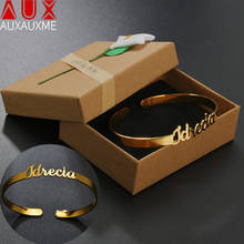 Auxauxme Adjustable 6mm Width Stainless Steel Customized Name Bangles For Women Female Girlfriend Birthday Party Gifts Wholesale 2024 - buy cheap
