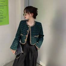 Fashion Jackets Women Spring Autumn Vintage Plaid Versatile O-Neck Coat Office Lady Korean Style Coats Female Casual Streetwear 2024 - buy cheap