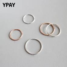 Женское кольцо YPAY, простое гладкое тонкое кольцо на палец из 100% серебра 925 пробы в Корейском стиле, YMR512 2024 - купить недорого