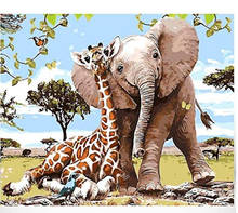 ZHUTING жираф слон diy масло цифровой набор для рисования по номерам абстрактная акриловая краска по номерам для взрослых домашний декор A416 2024 - купить недорого