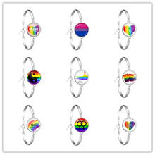 Pulsera LGBT Bi Pride de 18mm, cabujón de cristal, bandera del orgullo Gay, arcoíris, foto, cadena, brazalete, joyería para amantes de los hombres y mujeres, regalo 2024 - compra barato