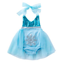 2021 Kids Baby Girls Sleeveless Mesh Romper with Bow Hair Ornament, Sequin Decoration Princess Summer Clothing 2024 - buy cheap