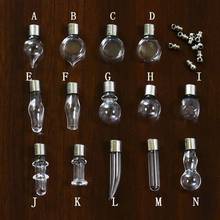 3pcs 14 shape screw cap glass vial pendant Miniature Wishing Bottle clear oil charm necklace pendant name on rice art bottle jar 2024 - buy cheap