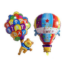 1pcs Cartoon Bear Print Happy Birthday hot air balloon Foil Helium Balloons Birthday Party Baby Shower Decoration Kids Toys 2024 - buy cheap