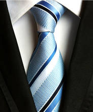 Corbata de rayas de diseño de 8cm para hombre joven, corbata tejida de alto nivel con rayas azules 2024 - compra barato