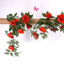 Flores artificiais de rotim com rosas, decorações para casamento, parede, decoração para casa, sala de estar, jardim, flores falsas 220cm 2024 - compre barato