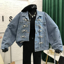 2020 new womenHeavy Industry Diamond Bowknot Jacket Loose Denim Jacket lapel bowoutwear 2024 - buy cheap