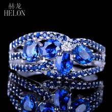 Helon anel de prata esterlina 925 100% genuína, safiras naturais de diamantes, joia fina da moda para mulheres, presente de casamento e noivado 2024 - compre barato