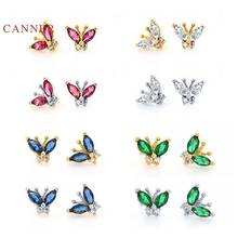 CANNER Ins Wind Color Diamond Butterfly Earrings For Women S925 Sterling Silver Piercing Stud Earrings Fine Jewelry Pendientes 2024 - buy cheap