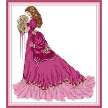 Joy Sunday cross-stitch embroidery kit bride in red dress character pattern handmade embroidery needlework DIY decoration gift 2024 - buy cheap