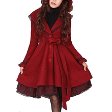 Women's Autumn Winter Vintage Fashion Turn Down Collar Full Sleeve Single Breasted Slim Woolen Skirts Coat 2024 - buy cheap