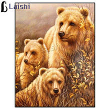 5D Diamond Painting Yellow Bears family Diamond Mosaic New Animal Picture Of Rhinestones Full Square round Diamond Art decor 2024 - buy cheap