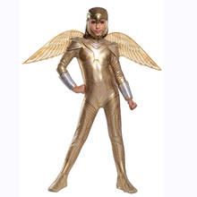 Disfraz de Super Girl para niños, traje de superhéroe del amanecer de la justicia, Cosplay de Halloween para niños, traje de batalla de Príncipe Diana dorado 2024 - compra barato
