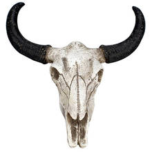 Big deal Resin Longhorn Cow Skull Head Wall Hanging Decor 3D Animal Wildlife Sculpture Figurines Crafts Horns For Home Halloween 2024 - buy cheap