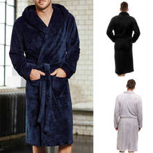 Albornoz Kimono de felpa para hombre, albornoz cálido de invierno, ropa de dormir gruesa y alargada para el hogar, bata de manga larga 2024 - compra barato