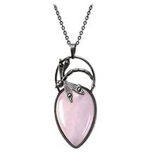 FYSL Silver Plated Dragonfly Wrap Rose Pink Quartz Water Drop Pendant Link Chain Necklace Amethysts Stone Jewelry 2024 - buy cheap