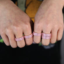 Anillo de circonia cúbica rosa para mujer, sortija de dedo completo, a la moda, talla estadounidense 6, 7, 8, 9 2024 - compra barato