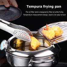 Fritos estilo japonês ferramentas de cozinha fritura profunda panela termômetro tempura fritadeira pan estilo japonês fogão ferramenta 2024 - compre barato