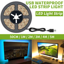DC5V Светодиодная лента USB Banda светодиодный водонепроницаемый гибкий 50 см 1 м 2 м 3 м 4 м 5 м Рождественский Декор лампа лента для телевизора фоновое освещение 2024 - купить недорого