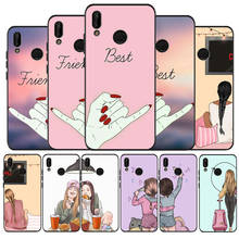 best friend couple black Silicone soft Phone Case for huawei P40 P30 P20 P10 Pro P9 Lite Psmart 2019 Y6 Y9 cover 2024 - buy cheap