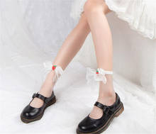 Lolita-calcetines de encaje con cristales para chica, medias con lazo de fresa, JK, D349 2024 - compra barato