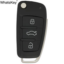 Whatskey-capa de chave de carro dobrável com 3 botões, capinha, estojo, chave, carro, audi a6l, a3, a4, a6, q7, a8, tt, 2008, 2009, 2010, 2011 2024 - compre barato
