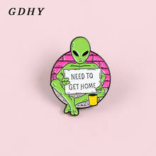 GFHY-alfiler esmaltado de Alien verde ET para niños, broche misterioso, OVNI, insignia de solapa, icono de camisa, regalo de joyería 2024 - compra barato