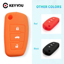 KEYYOU 3 Buttons Silicone Car key Cover Silicone Key Bag For Flip Foldig Audi Key Case A3 A4 A5 A6 A8 Q5 A8 TT S6 2024 - buy cheap