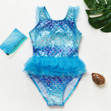 Mermaid Scale Tutu Swimsuit 2021Girls One-Piece Swimming Costume Bathing Suits Little Girls' Beach Swimwear Swimsuit 2024 - buy cheap