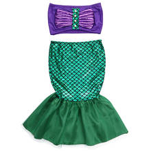Детский Костюм Русалки для девочек, купальный костюм из двух предметов, майка и Расклешенная юбка 2024 - купить недорого