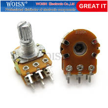 5PCS 100K ohm WH148 B100K 6pin 100K Potentiometer 15mm Shaft With Nuts And Washers Hot In Stock 2024 - buy cheap