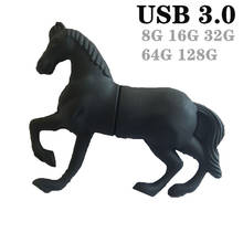 Pen drive usb 3.0 de desenho cavalo preto, pen drive 128g 4gb 8gb 16gb 32gb 64gb 256gb presente 2024 - compre barato