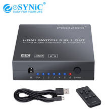 eSYNiC 5x1 HDMI Switch With Audio Extractor HDMI Audio Converter HDMI Switcher With IR Remote Support 4K 3D For PS3 PS4 2024 - buy cheap
