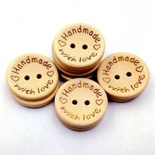 Botones de madera de Color Natural hechos a mano, letras de amor, botones de madera artesanales, accesorios de ropa para bebés, 100 unids/lote 2024 - compra barato