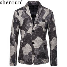 Shenrun Men Blazers Camouflage Jackets Slim Fit Fashion Man Casual Blazer Youth Informal Suit Jacket Stage Costumes Plus Size 2024 - buy cheap