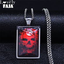 2021 Scarlet Forest Skeleton Stainless Steel Glass Chain Necklaces for Men Silver Color Geometry Jewelry collier homme N5176S03 2024 - buy cheap