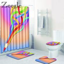 Zeegle Shower Curtain Set and Bath Mat Washable Toilet Foot Rug Bathroom Decoration Mat Toilet Absorption Foot Carpet Modern Mat 2024 - buy cheap