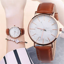 Fashion Couple Retro Design Leather Band Analog Alloy Quartz Wrist Watch Marbled dial Women Watches Men‘s Clock reloj mujer New 2024 - buy cheap