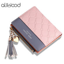 Aliwood-Cartera con cadena y borlas para mujer, billetera elegante con colgante de amor, con cremallera, tarjetero 2024 - compra barato