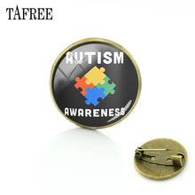 TAFREE i love someone with autism fashion bronze brooches pins 20MM glass Cabochon photo Print art clothes jewelry MA96 2024 - buy cheap