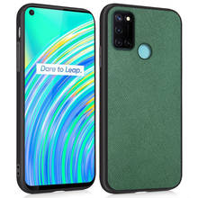 Capa de luxo para realme 7i coque couro pu social capa traseira de telefone liso capa justa com borda macia 2024 - compre barato