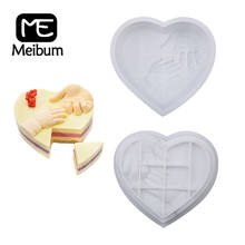 Meibum mão na mão padrão mousse sobremesa bolo molde de silicone diy em forma de coração pastelaria molde cozinha cozimento não ferramentas pegajosas 2024 - compre barato