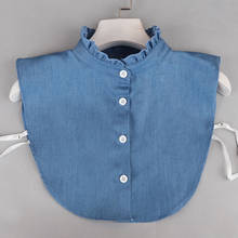 Linbaiway Fashion Women's Fake Collar Denim Solid Fake Collar Shirt False Collar Ladies Lapel Detachable Collar Female Clothes 2024 - buy cheap