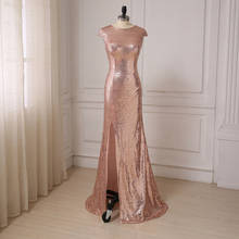 Jiayigong/недорогое розовое Золотое платье для выпускного с пайетками и О-образным вырезом, узкое вечернее платье русалки длиной до пола, Vestidos de Fiesta 2024 - купить недорого