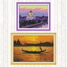 Sunset Way Home DMC Cotton Thread Printed Canvas DIY Needlework Crafts Cross Stitch Embroidery Kit 14CT 11CT Counted and Stamped 2024 - buy cheap