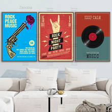 Настенная картина с изображением пистолета, цветов, рок, компакт-дисков, скандинавские модульные плакаты и принты, Ретро картины для гостиной, украшение для дома 2024 - купить недорого
