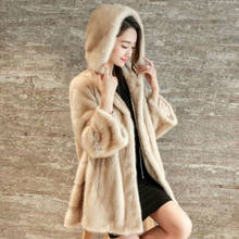 2021 Women Winter Slim Faux Mink Velvet Fur Coat Lady Button Casual Plush Jacket Female Solid Warm Hooded Mid-long Outerwear E66 2024 - buy cheap