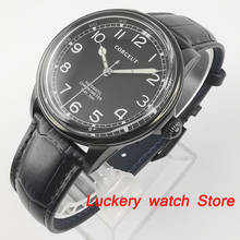 Corgpus relógio masculino 41mm, mostrador preto em aço inoxidável 316l, capa com pulseira de couro miyota, relógios de pulso mecânicos automáticos 2024 - compre barato