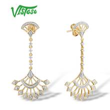 VISTOSO Gold Earrings For Women Genuine 14K 585 Yellow Gold Sparkling Diamond Earrings Engagement Anniversary Fine Jewelry 2024 - buy cheap